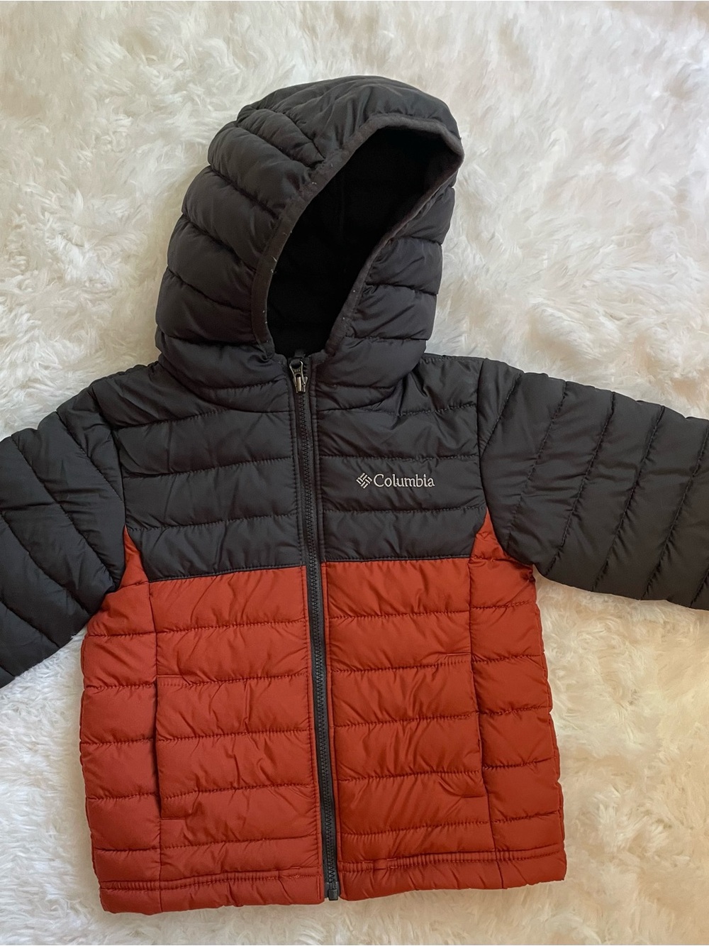 Columbia Kids' Hooded Puffer Jacket - Black & Rust